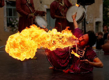 Fire breathing “Jaipur Maharaja Brass Band”, Chassepierre, Belgium. Photo by Luc Viatour licensed under the Creative Commons Attribution-Share Alike 3.0 Unported license.